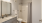 Staged bathroom with modern decor