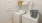 Staged laundry room with washer and dryer